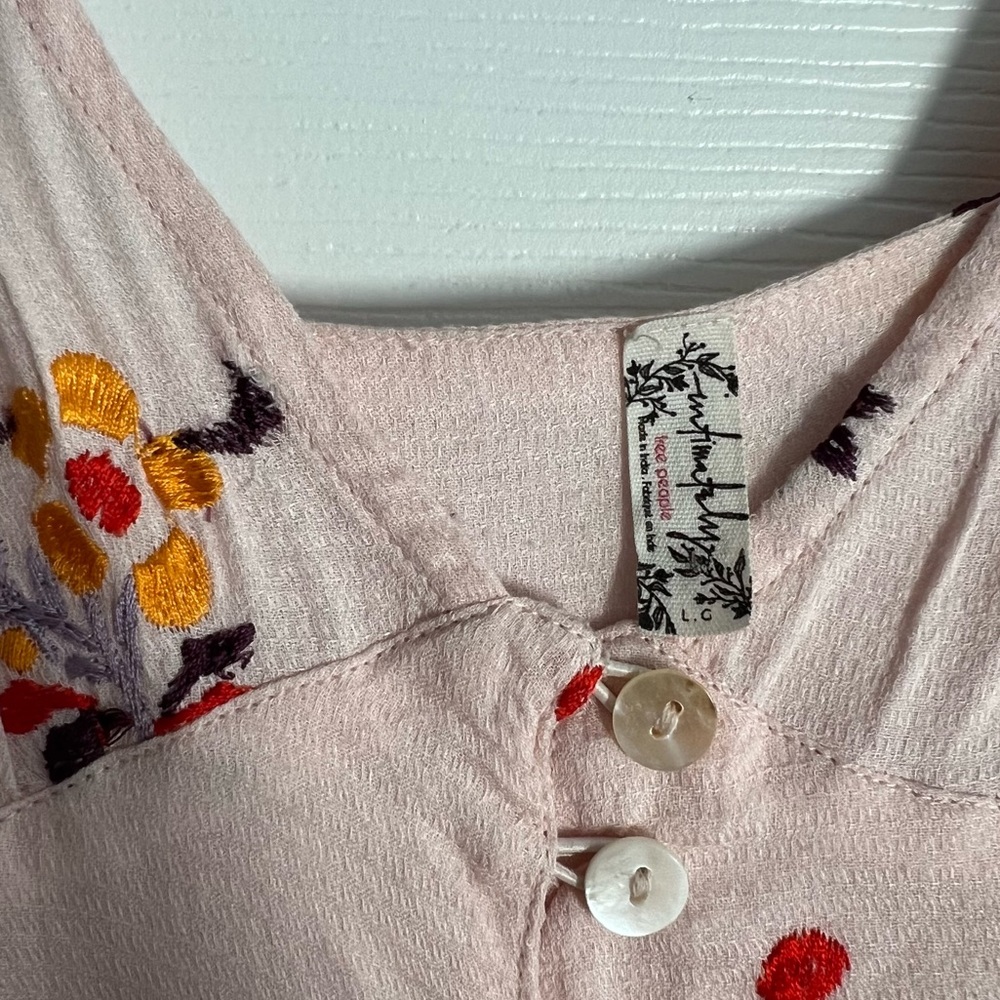 pink embroidered free people tank top - Picture 3 of 3